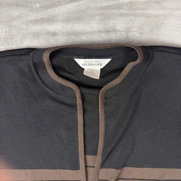 MISOOK Sweater Womens Large Brown Black Open Cardigan Acrylic Exclusively Misook - Picture 3 of 10